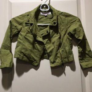 Like New! Nannette Kids moto zip up lightweight khaki green jacket girls size 6